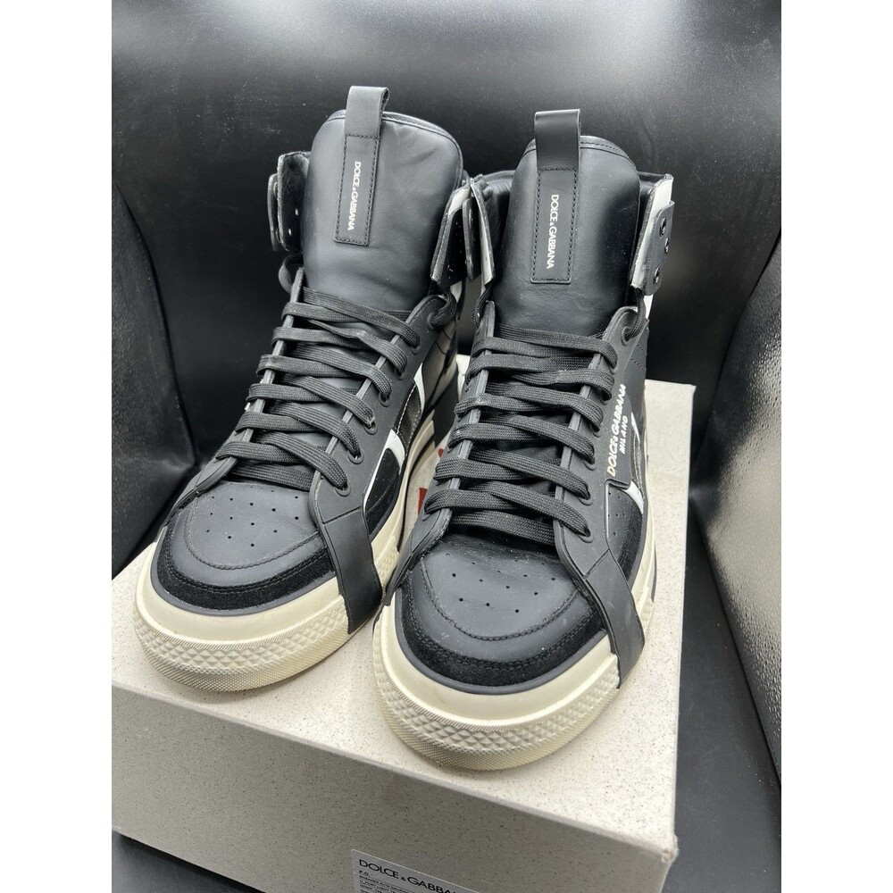 Dolce & Gabbana Calfskin 2.Zero High Top Leather Sneakers EUR 47 / US 14 / UK 13